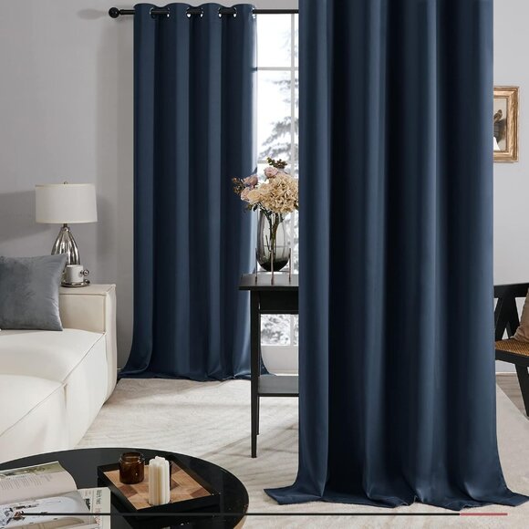 Deconovo 100% Blackout Curtains (Navy, 2 Panels - 52W x 72L Inch) - Picture 6 of 11